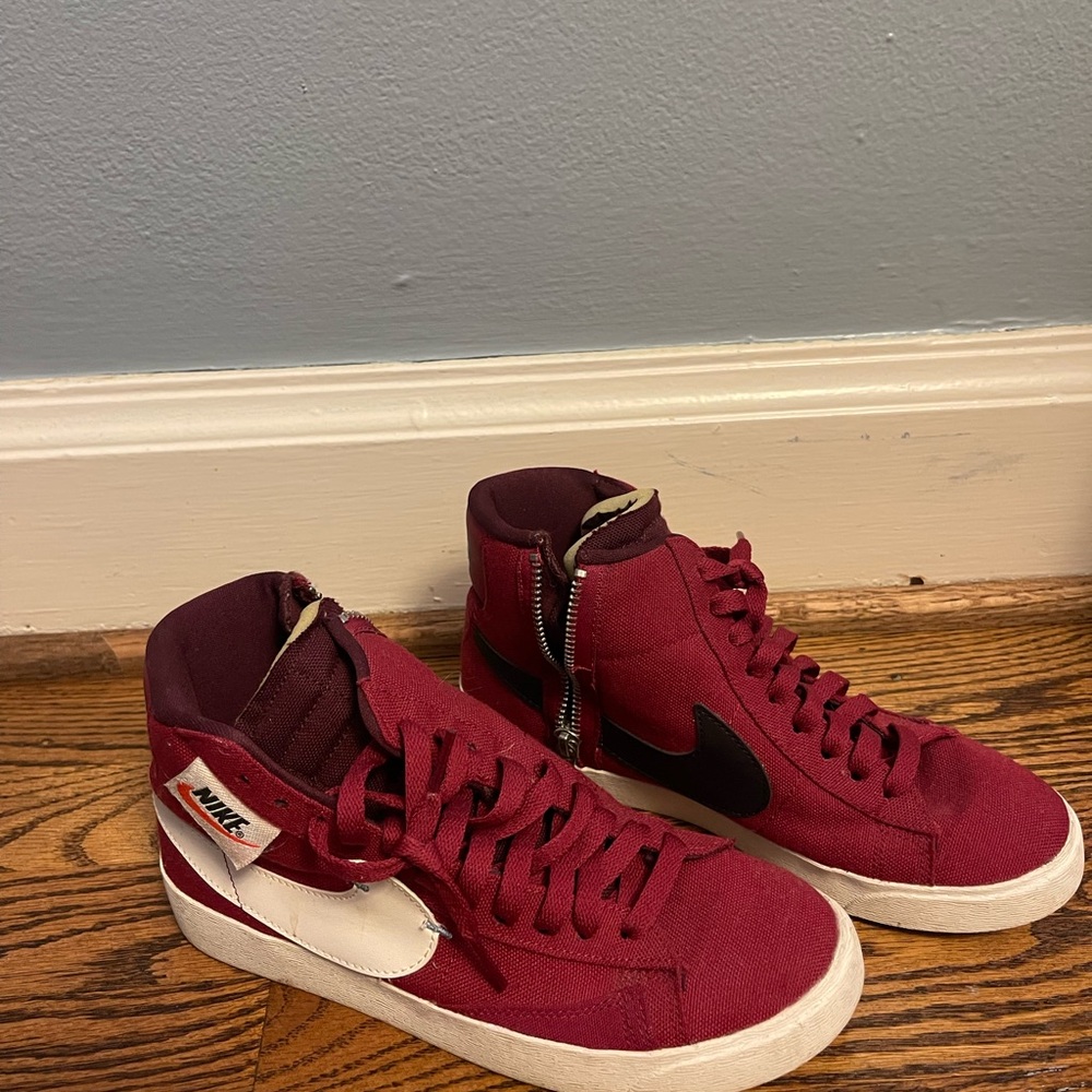 Nike Burgundy High-Tops with Black Swoosh